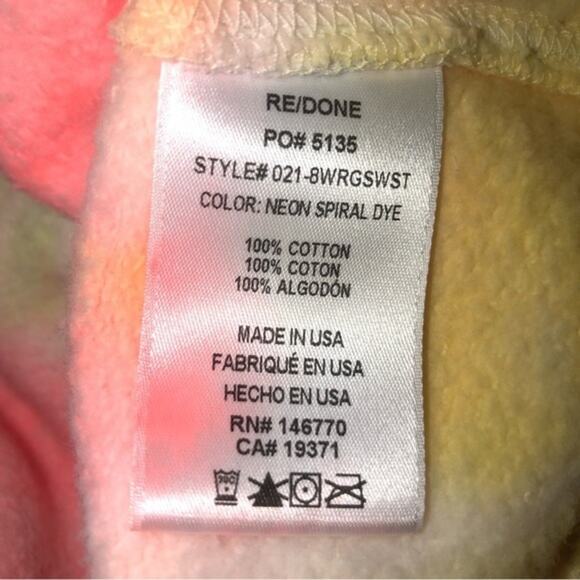 Hanes ReDone Neon Spiral Dye Raglan Crewneck XS NWT - Picture 5 of 7